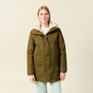 Parka droite &agrave; capuche vert kaki femme