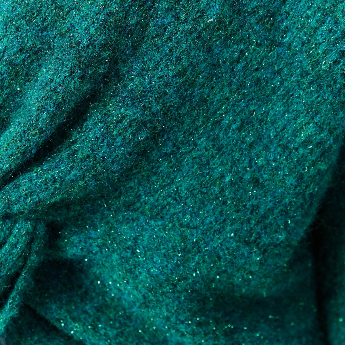 Pull r&eacute;versible manches longues col rond vert femme