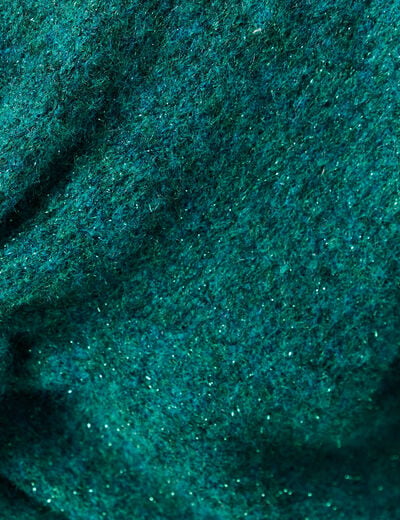 Pull r&eacute;versible manches longues col rond vert femme
