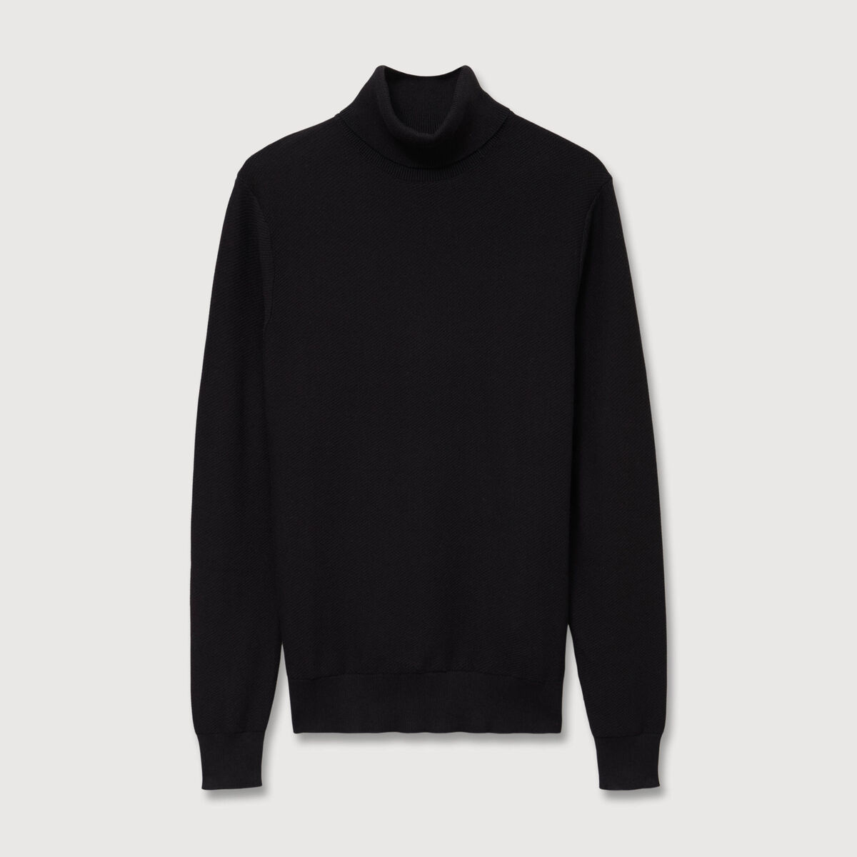 Pull fin col montant manches longues noir homme