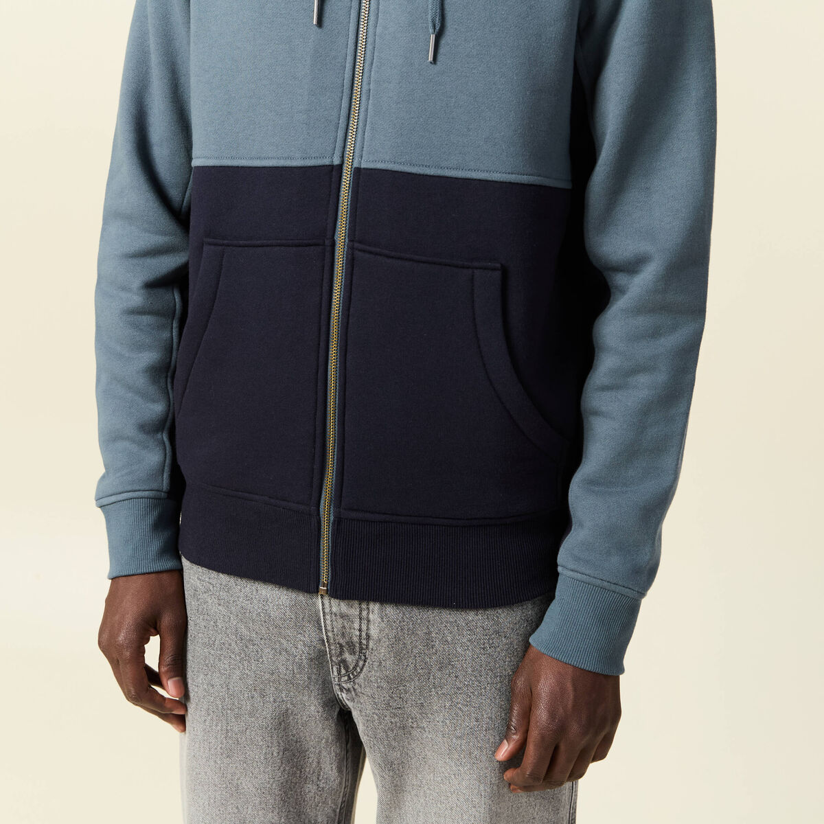 Sweat zipp&eacute; &agrave; capuche vert fonc&eacute; homme