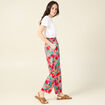 Pantalon carotte taille haute multicolore femme