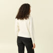 Gilet ajour&eacute; col V manches longues creme femme