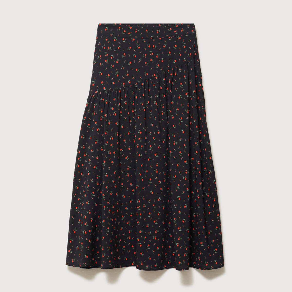 Jupe longue droite taille haute noir femme