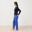 Pull fin col rond manches longues bleu fonc&eacute; femme