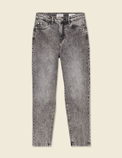 Jeans mom 7/8ème denim snow gris femme