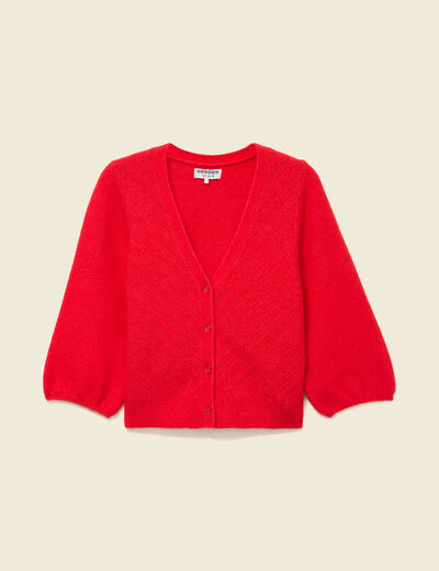 Gilet manches 3/4 rouge fonc&eacute; femme
