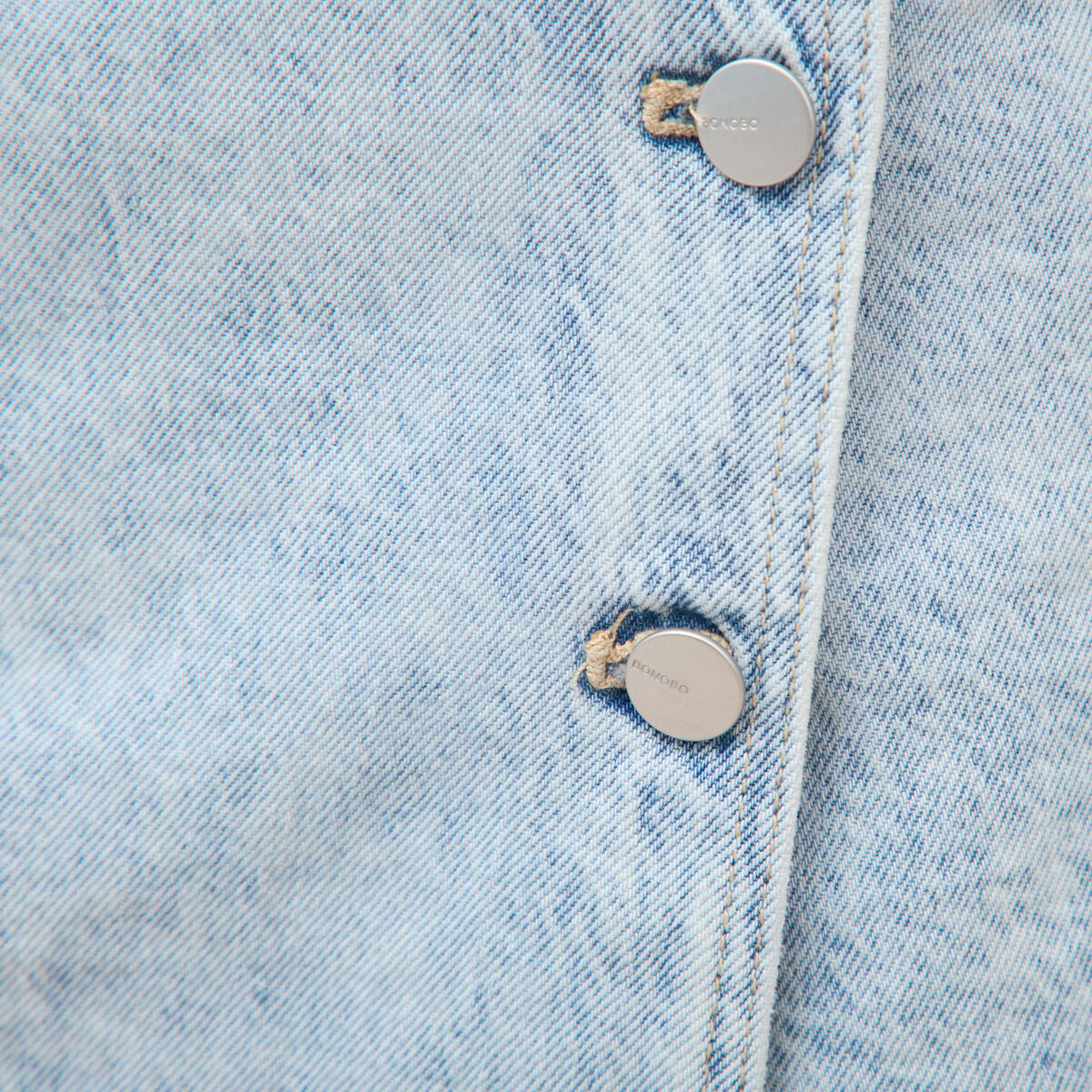 Jupe-short taille haute en jeans denim snow bleu femme