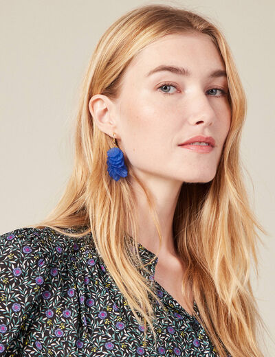 Boucles d'oreilles pendantes bleu electrique femme