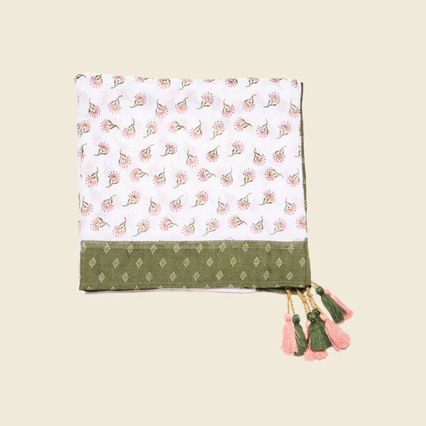 Foulard à pampilles vert kaki femme