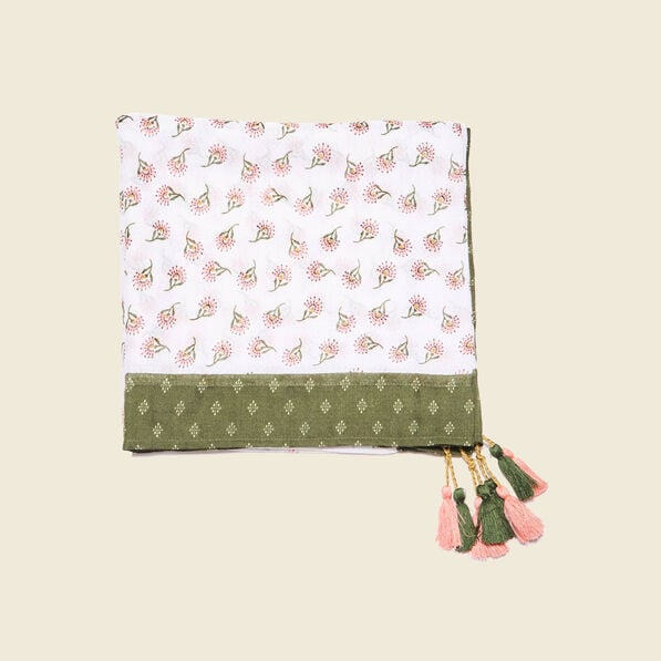 foulard a pampilles vert kaki femme Foulard à pampilles vert kaki femme