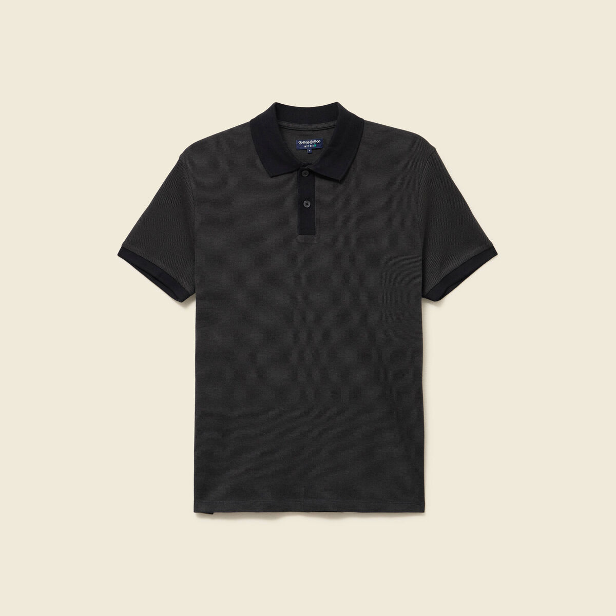 Polo col polo manches courtes en coton noir homme