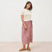 Pull col rond manches courtes creme femme