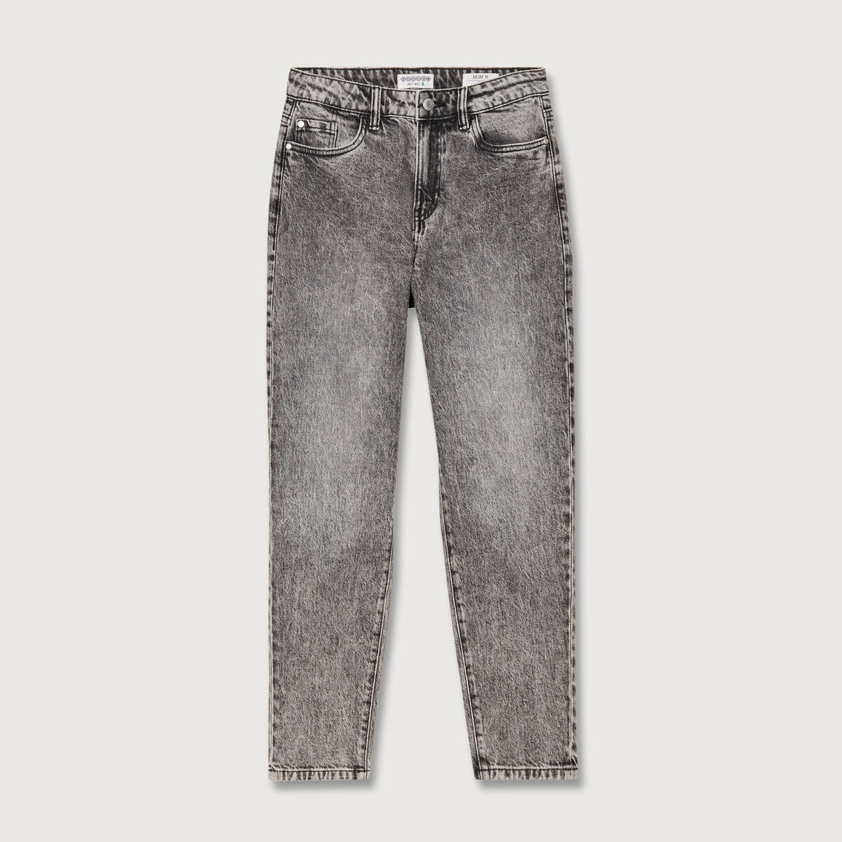 Jeans mom 7/8&egrave;me denim snow gris femme