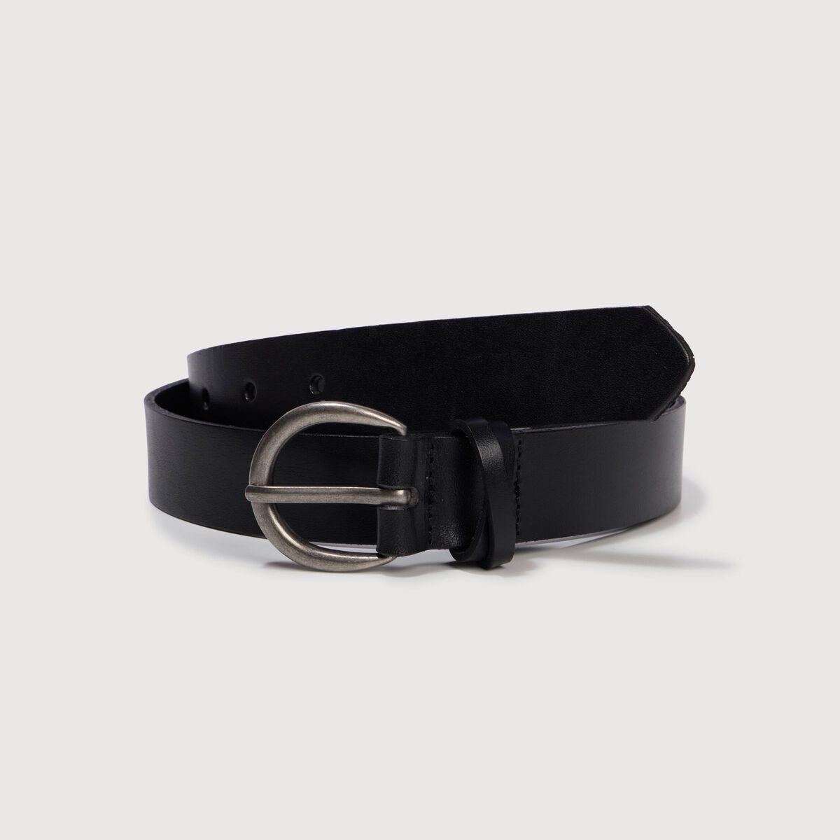 Ceinture large en cuir noir femme