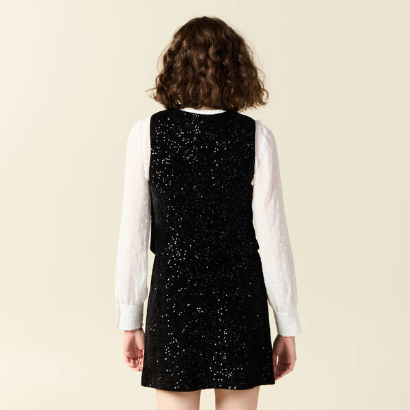 debardeur sans manches sequins noir femme Débardeur sans manches sequins noir femme