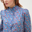 Chemise droite en coton manches longues bleu marine femme