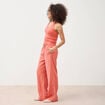 Pantalon large taille standard fluide rouge fonc&eacute; femme