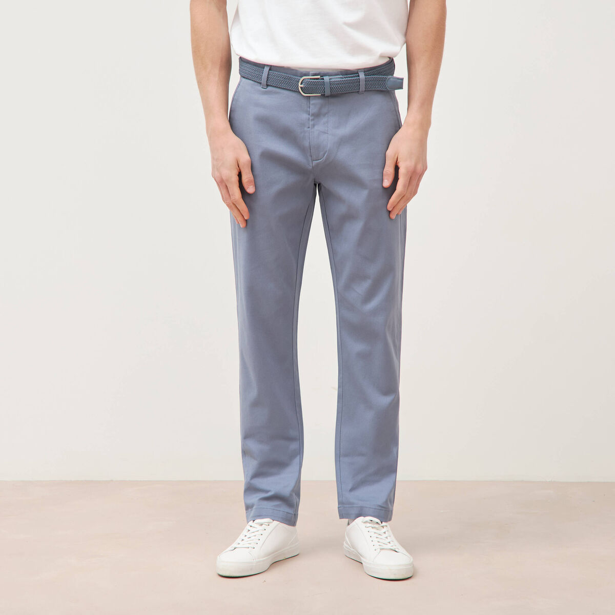 Pantalon straight longueur 32 ceinture bleu gris homme