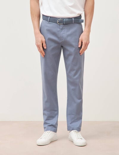 Pantalon straight longueur 32 ceinture bleu gris homme