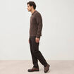 Pull droit manches longues marron fonc&eacute; homme