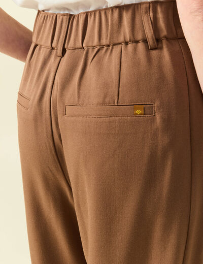 Pantalon slouchy taille haute 7/8&egrave;me marron femme