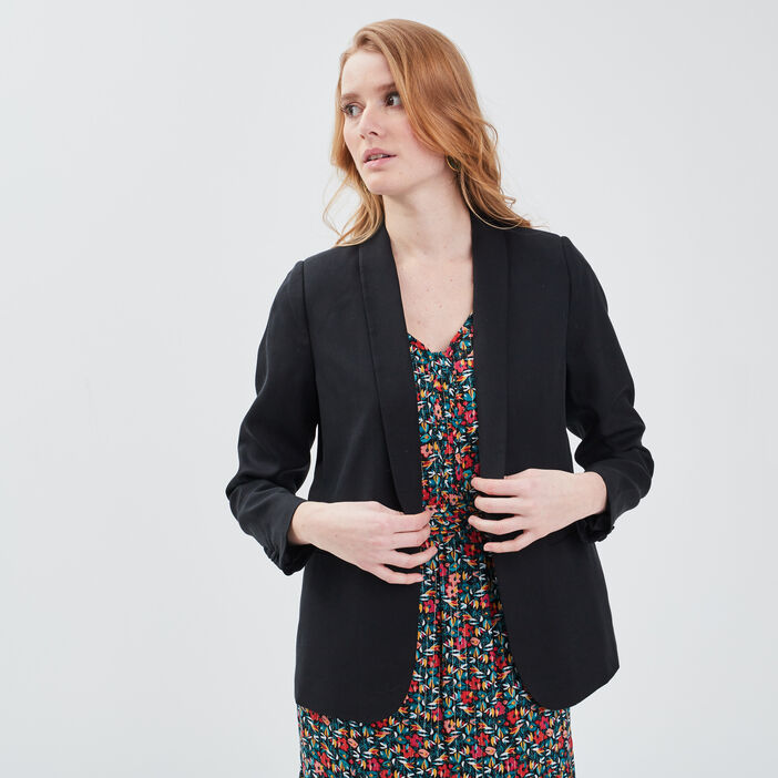 Veste droite éco-responsable noir femme