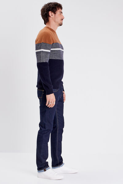 Pull manches longues marron homme