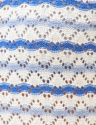 Pull col bateau manches courtes bleu femme