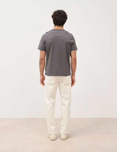 T-shirt en coton manches courtes gris fonc&eacute; homme