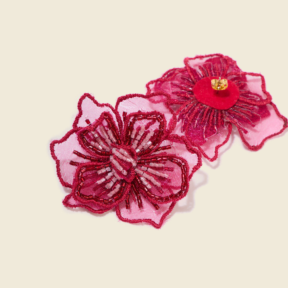 Boucles d'oreilles bordeaux femme