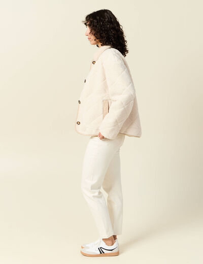 Blouson bouclette creme femme