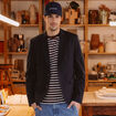 Veste blazer cintr&eacute;e bleu marine homme