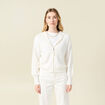 Gilet manches longues capuche ecru femme