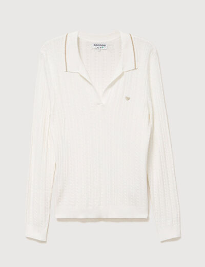 Pull droit manches longues ecru femme