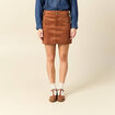 Mini-jupe droite doubl&eacute;e marron clair femme