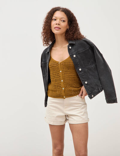 D&eacute;bardeur d&eacute;collet&eacute; bretelles vert olive femme