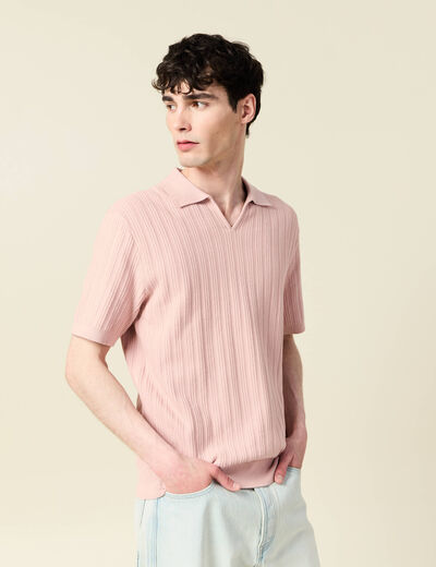 Polo manches courtes rose pastel homme