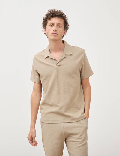 Polo manches courtes beige homme