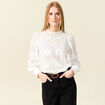 Blouse cintrée dentelle manches longues ecru femme