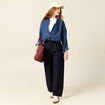 Pantalon large &agrave; pinces bleu fonc&eacute; femme