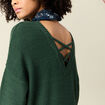 Robe pull droite col bateau vert foncé femme