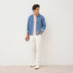 Polo cintr&eacute; en coton manches courtes rose poudr&eacute;e homme