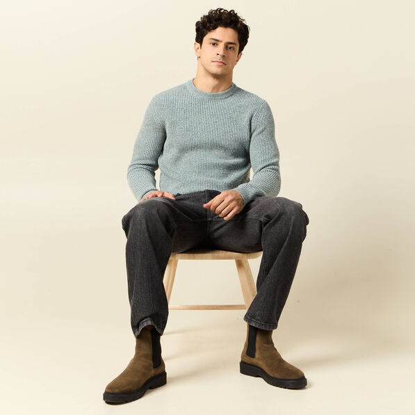 Pull manches longues vert foncé homme
