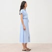 Robe longue &eacute;vas&eacute;e ceintur&eacute;e bleu clair femme