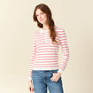 Polo ray&eacute; manches longues blanc femme