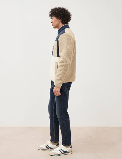 Veste droite sherpa manches longues ecru homme