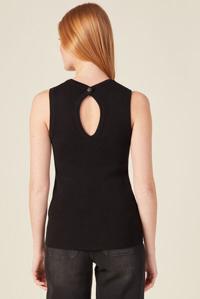 Pull débardeur éco-responsable noir femme