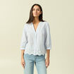 Chemise col tunisien manches 3/4 blanc femme