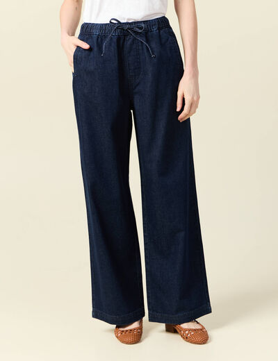 Jeans jogging élastiqué denim brut rinse femme